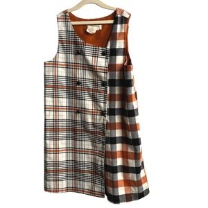 Happily Grey Girls 7 Orange Plaid Mixed‎ Print Sleeveless Dress Academia Fall